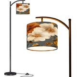 Boho Floral Design Statement Arc Floor Lamp (Made in USA), Home Lighting Statement Lamp