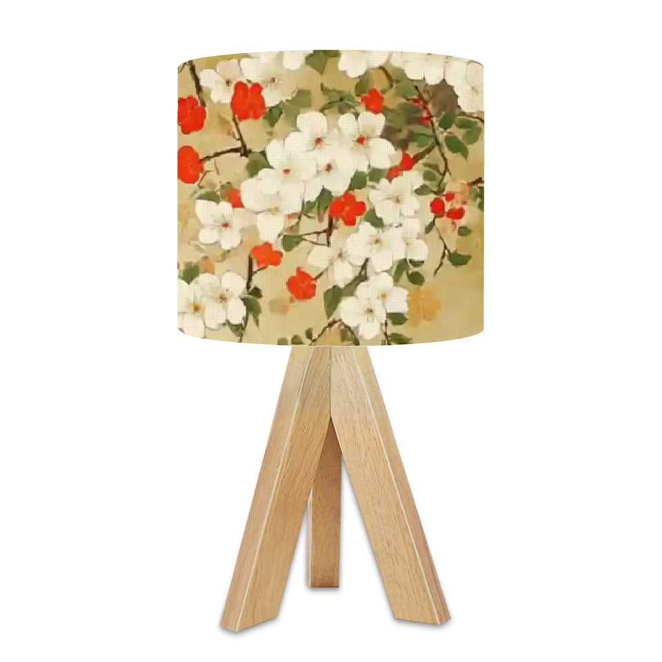 Japanese Floral Tripod Table Lamp, Home Decor Lighting Tripod Base, Desk Lamp, Bedside Table Lamp