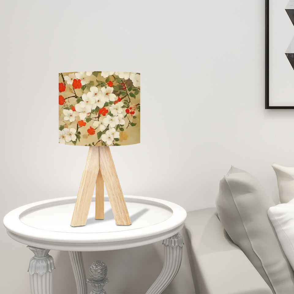 Japanese Floral Tripod Table Lamp, Home Decor Lighting Tripod Base, Desk Lamp, Bedside Table Lamp