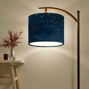 Midnight Constellation Arc Floor Lamp – Custom Linen Shade with Black Metal Base | Designed by Me, Ships from California