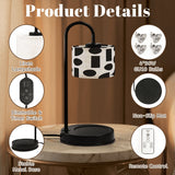 Modern Abstract Candle Warmer Lamp – Black & Cream Geometric Linen Shade | Remote-Control Adjustable Wax Melt Lamp