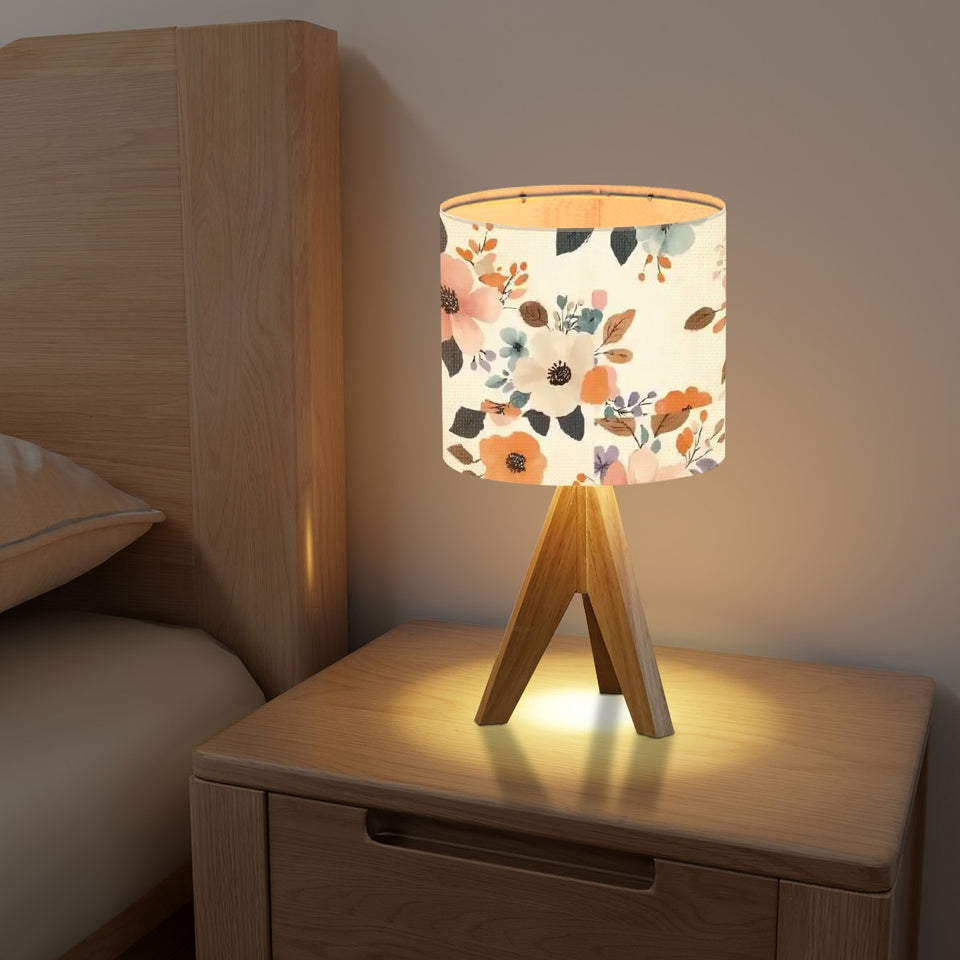 Boho Floral Tripod Table Lamp, Desk Lamp, Living Room Lamp, Bedside Table Lamp, Small Lamp for Home Lighting