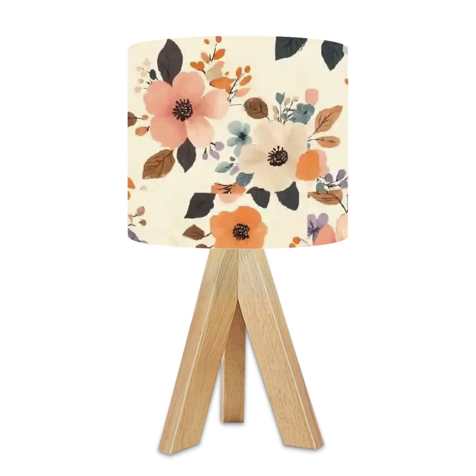 Boho Floral Tripod Table Lamp, Desk Lamp, Living Room Lamp, Bedside Table Lamp, Small Lamp for Home Lighting