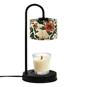Vintage Floral Candle Warmer Lamp | Adjustable Wax Melt Lamp with Black Metal Frame | Cozy Boho Home Décor Gift