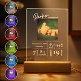 Custom Baby Birth Info Night Light – Personalized Photo Acrylic Lamp Newborn Keepsake Gift & Home Decor