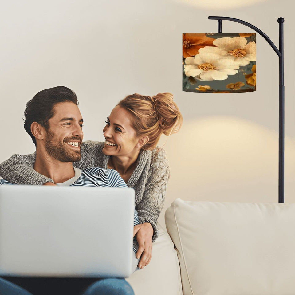 Boho Floral Design Statement Arc Floor Lamp (Made in USA), Home Lighting Statement Lamp