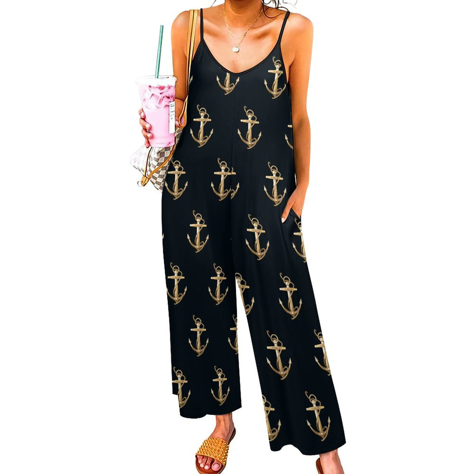 Anchor Pattern Suspender Jumpsuit LTY007 (All-Over Printing)