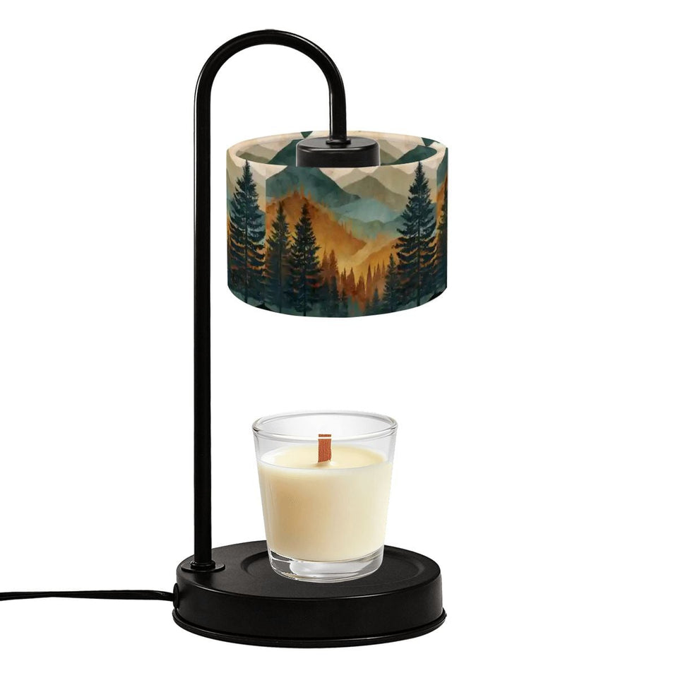 Mountain Forest Candle Warmer Lamp, Woodland Landscape, Rustic Cabin Decor, Flameless Candle Heater