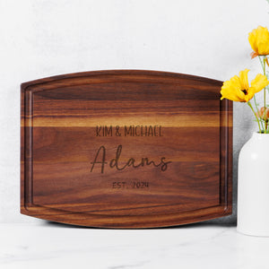 Custom Personalized Arched Wood Cutting Board with Groove - 12" x 9", Wedding Gift, Personalized Engraved Gift, Cutting Board