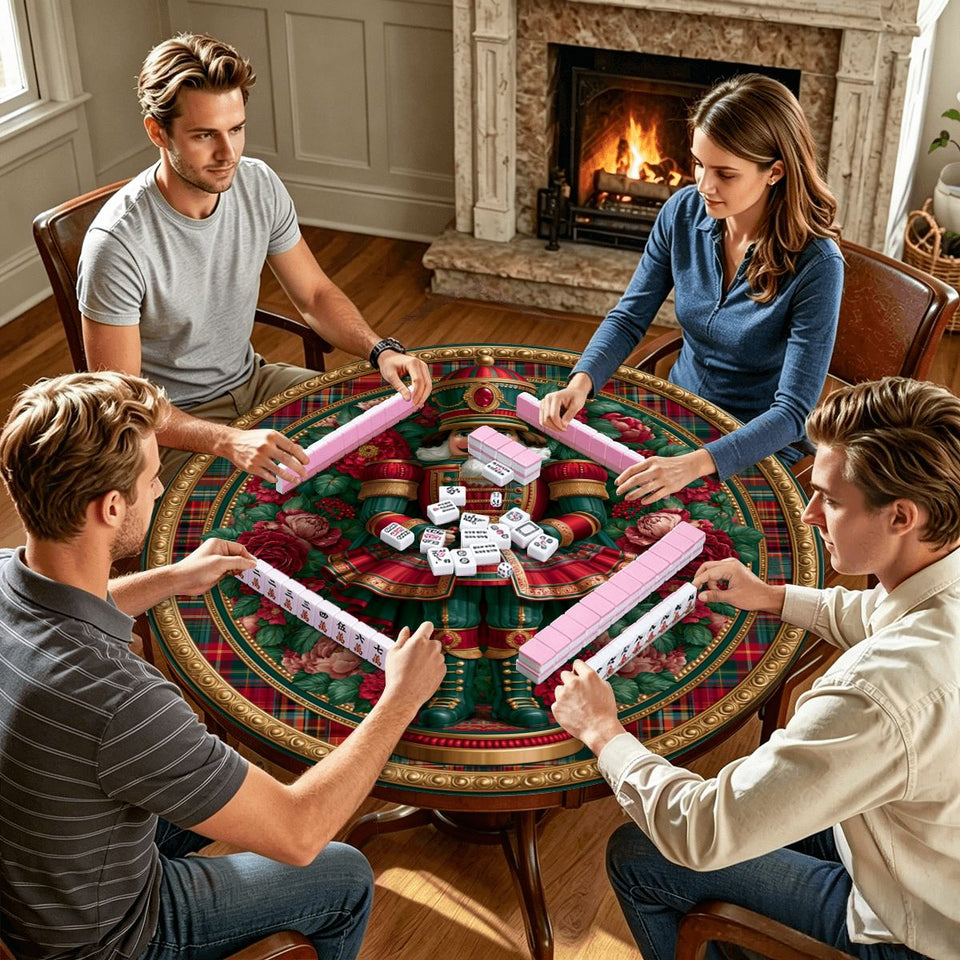 Nutcracker 42 inch Round Mahjong Mat, Christmas Mahjong Mat,Large Holiday table mat - AdorableDesignsz 