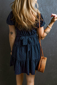 Swiss Dot Short Sleeve Mini Dress