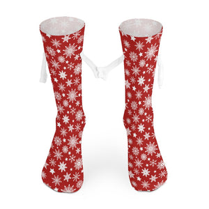 Funny Holiday Snowflake Socks, Magnetic Holding Hands Funny Socks (All-Over Printing), Christmas Gift Idea