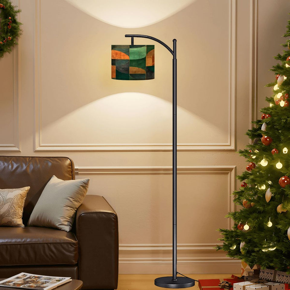 Mid Century Modern Geometric Design Arc Floor Lamp (Made in USA)