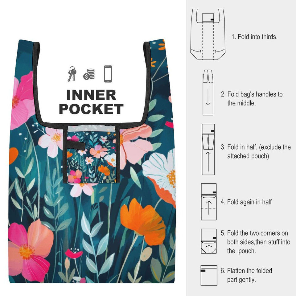 Floral Grocery Bag Holder, Reusable and Eco-Friendly Grocery Bags, Cute reusable shopping bag