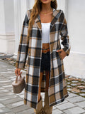 Devine Plaid Long Sleeve Hooded Coat