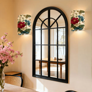 Vintage Floral Linen Wall Sconce Lamp – Cordless Remote-Control Wall Light Wall Sconces Set of Two