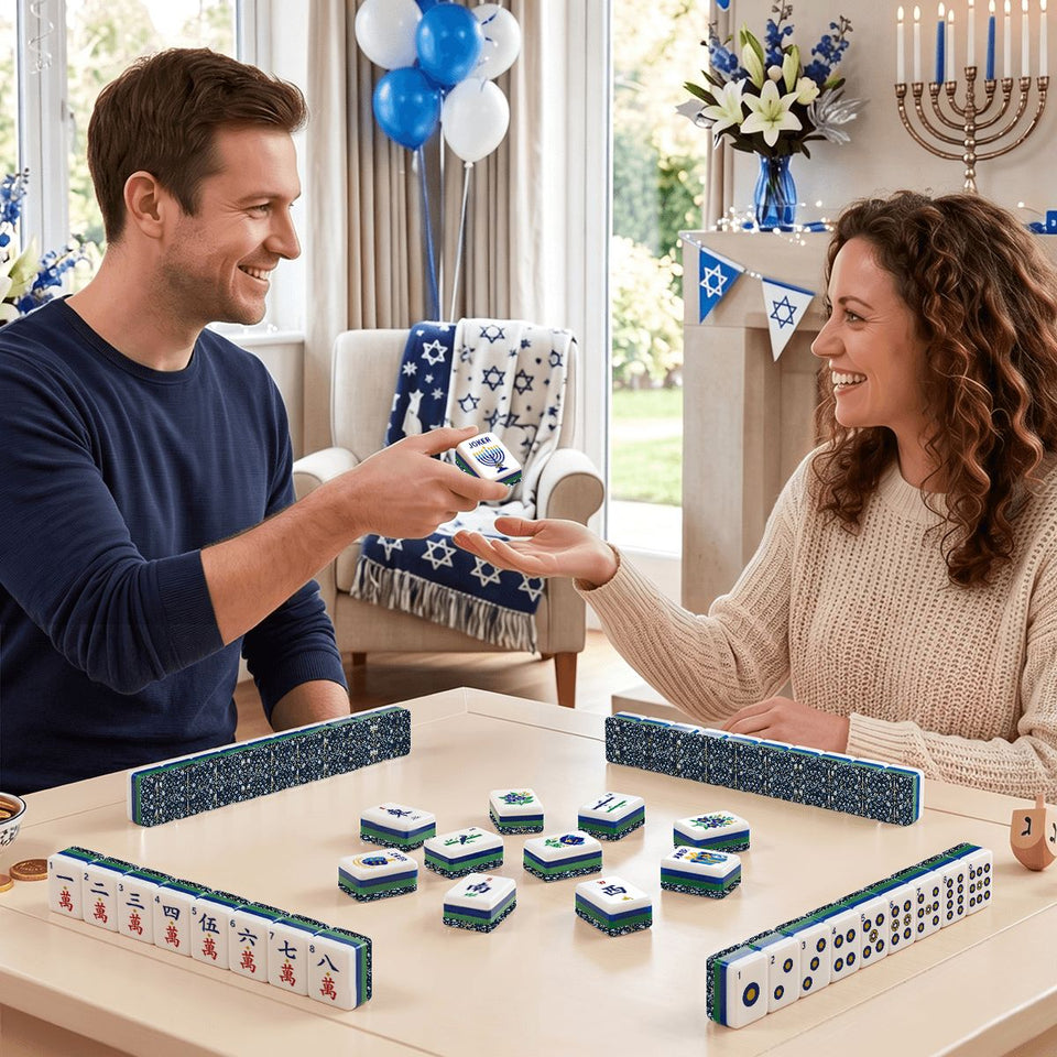Heritage Hanukkah American Mahjong tile set with menorah and dreidel joker tiles – view 7