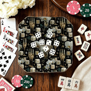 Scalloped Ceramic Mahjong Dice Tray | Coastal Boho Game Night Accessory | Mahjong Gift | AdorableDesignsz - AdorableDesignsz 