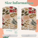 Red & Cream Floral Linen Wall Sconce Lamp – Cordless Remote-Control Accent Light, Set of 2