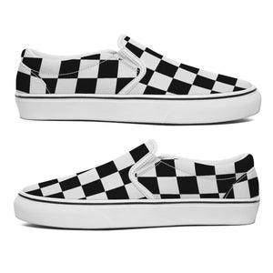 Classic Black & White Checkerboard Slip-On Canvas Shoes – Unisex Skate Style Comfort