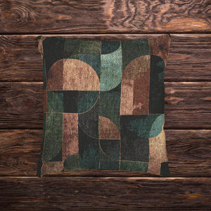 Modern & Style-Focused Geometric Earth Tone Woven Pillow, Abstract Block Cushion, Mid Century Modern Decor, Boho Living Room Accent, 17x18