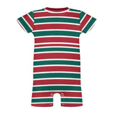 Christmas Stripes Baby One Piece, Holiday Short Sleeve Baby Bodysuit Romper PLR (All-Over Printing)