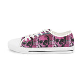 Distressed Pink Halloween Skull Design All Over  Print Men's Low Top Sneakers, Spooky Season gift, Grafitti Style