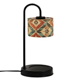 Boho Southwestern Candle Warmer Lamp – Aztec Geometric Linen Shade | Adjustable Wax Melt Lamp with Remote