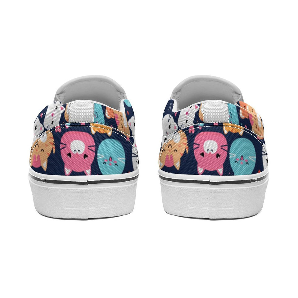 Cartoon Cats Printed Slip-on Canvas Shoes  for Teenagers and Adults