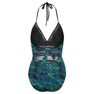 Mermaid Scale Pattern, Women's Sexy One Piece Swimsuit, Halter One-Piece Swim suits YS20001 (All-Over Printing), Gift For Her, Summer, Sprint Swimwear