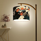 Japanese Floral Arc Floor Lamp (Made in USA), Home Decor Lighting, Standing Lamp, Living Room Light