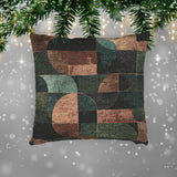 Modern & Style-Focused Geometric Earth Tone Woven Pillow, Abstract Block Cushion, Mid Century Modern Decor, Boho Living Room Accent, 17x18