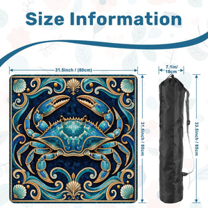 Blue crab coastal mosaic Mahjong mat 31.5 inch with storage bag – view 9