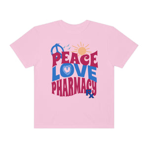 Peace Love Pharmacy short sleeve T-shirt, Pharmacist shirt, pharmacy technician tee, rx department, pharmacy department tshirts