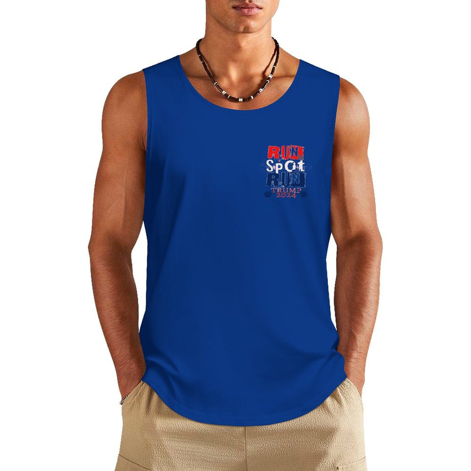 2024 Trump Tank Top, Run Spot Run, Funny Satire Political Tank Republican Shirt for him DTF  Men's Cotton Tank Top BX (Dual-sided Printing)