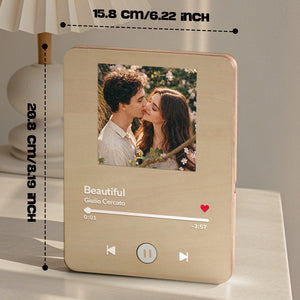 Personalized Photo Wooden Music Record Player Wedding Anniversary Gift for Couples