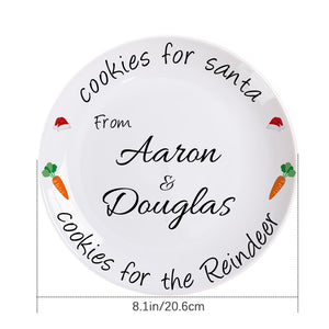 Santa's Cookie Plate, Personalized Party Tableware Custom Name Round Ceramic Dinner Plate Christmas Gifts For Family