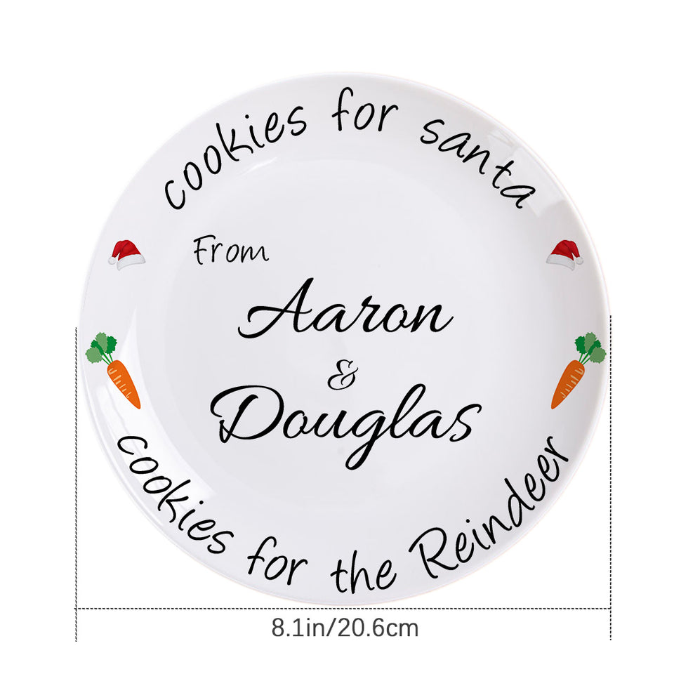 Santa's Cookie Plate, Personalized Party Tableware Custom Name Round Ceramic Dinner Plate Christmas Gifts For Family