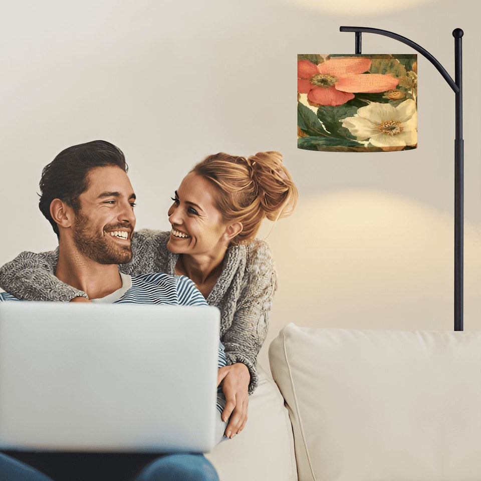 Boho Floral Arc Floor Lamp (Made in USA)