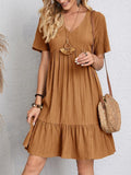 Full Size V-Neck Short Sleeve Dress