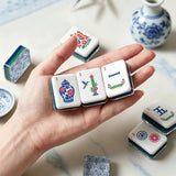 Chinoiserie chic blue and white American Mahjong tile set with jokers – view 4