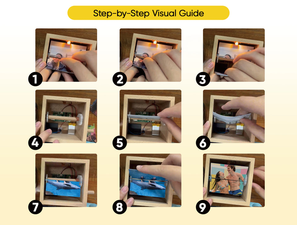 Custom Text & Photo & Music Flipbook Frame Animation Machine Detachable Photos Hand-cranked Flipbook Box with Light Anniversary Gifts