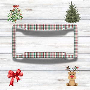 Christmas Plaid Design License Plate Frame, Holiday Car Accessory, New Car Gift, Holiday Decorations for Car, Gift Idea