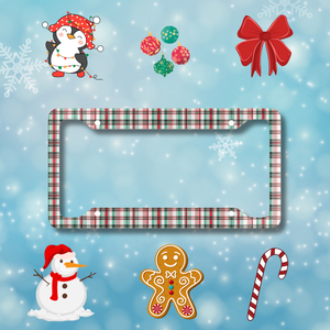 Christmas Plaid Design License Plate Frame, Holiday Car Accessory, New Car Gift, Holiday Decorations for Car, Gift Idea