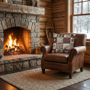 Valentine Patchwork Hearts Woven Pillow — Gingham Accent Throw