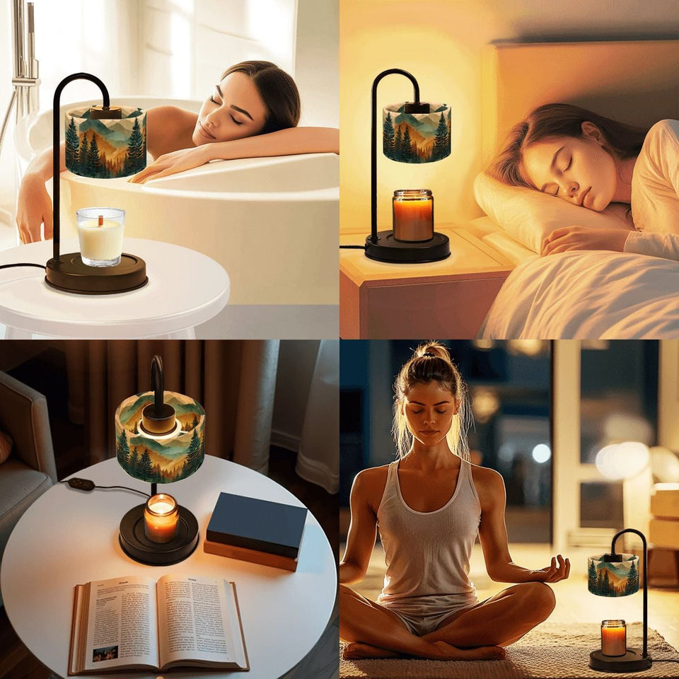 Mountain Forest Candle Warmer Lamp, Woodland Landscape, Rustic Cabin Decor, Flameless Candle Heater