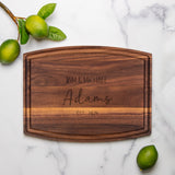 Custom Personalized Arched Wood Cutting Board with Groove - 12" x 9", Wedding Gift, Personalized Engraved Gift, Cutting Board