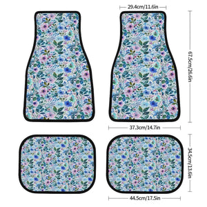 Floral Pattern Blue and Pink Car Mat Set of 4, Cute Car Accessory, New Car Gift Idea