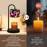 Mid-Century Abstract Candle Warmer Lamp – Artistic Retro Linen Shade, Flameless Wax Melt Warmer