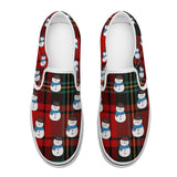 Christmas Slip On Sneakers, Snowmen Pattern Printed Slip-on Canvas Shoes